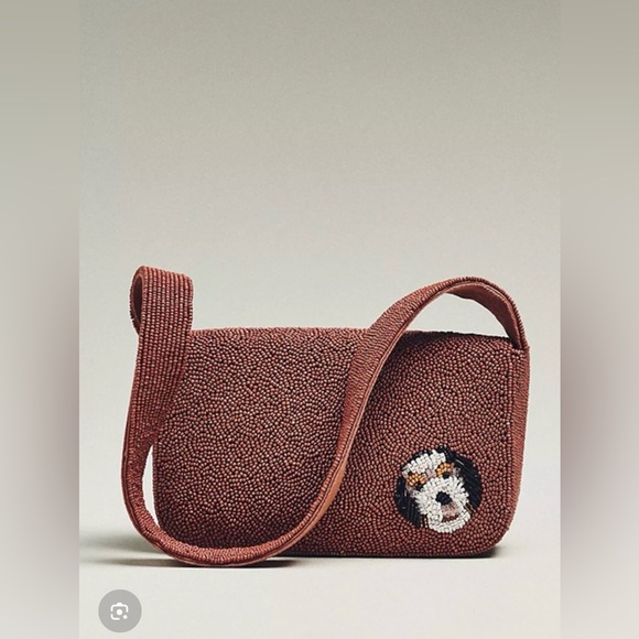 NWT Anthropologie The Fiona Beaded Bag:  Animal Edition, Multidog - Picture 3 of 5